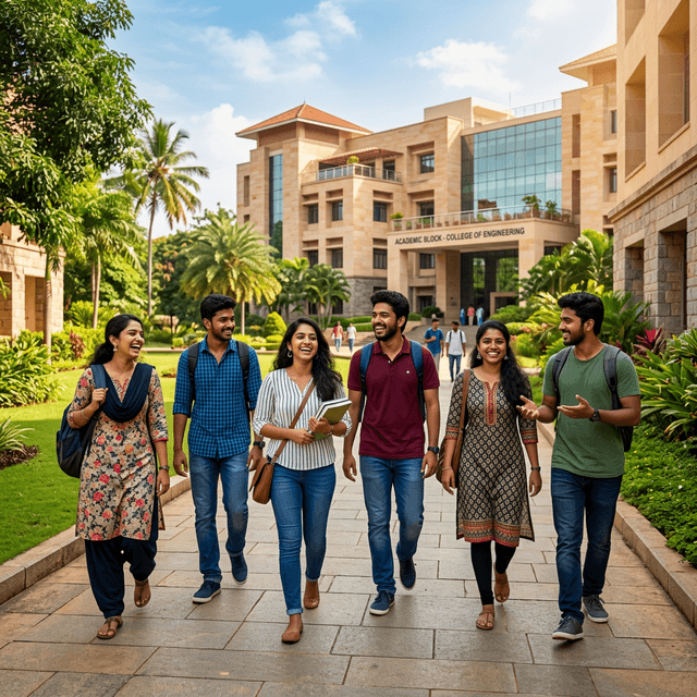 Students walking on campus